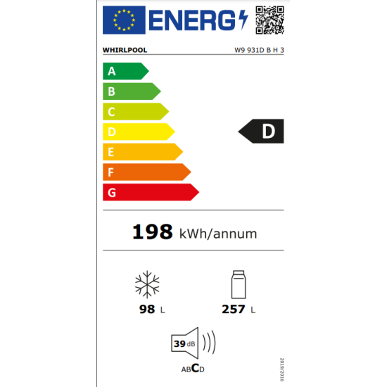 ψυγειοκαταψύκτης Whirlpool W9 931D B H 3(355LT,D,no frost)