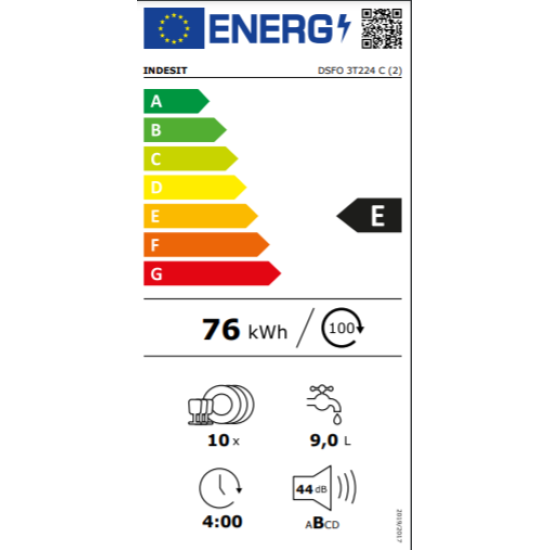 πλυντήριο πιάτων Indesit DSFO 3T224 C (ελεύθερο,45cm,E)