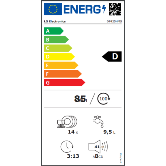 πλυντήριο πιάτων LG DF425HMS(ελεύθερο,60cm,ατμού,D)