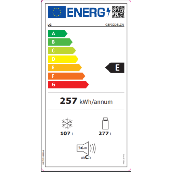 ψυγειοκαταψύκτης LG GBP32DSLZN (384lt,E,no frost,inox)