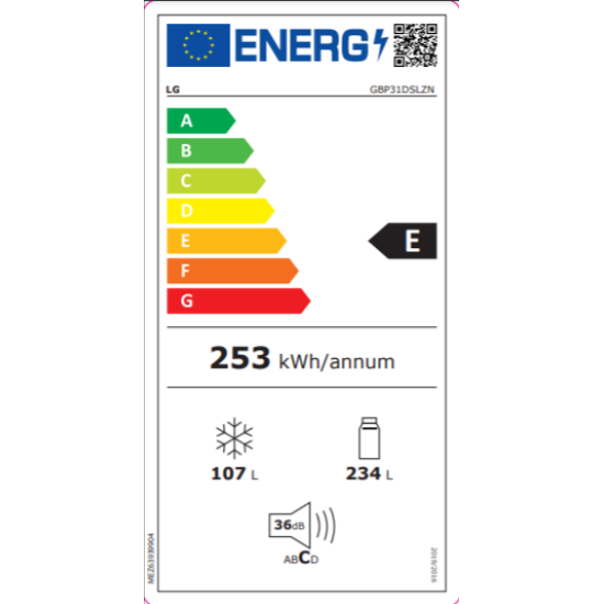 Ψυγειοκαταψύκτης LG GBP31DSLZN (337lt,E,no frost,inox)