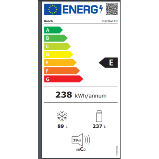ψυγειοκαταψύκτης Bosch KGN36VLED(324lt,NoFrost,Inox,E)