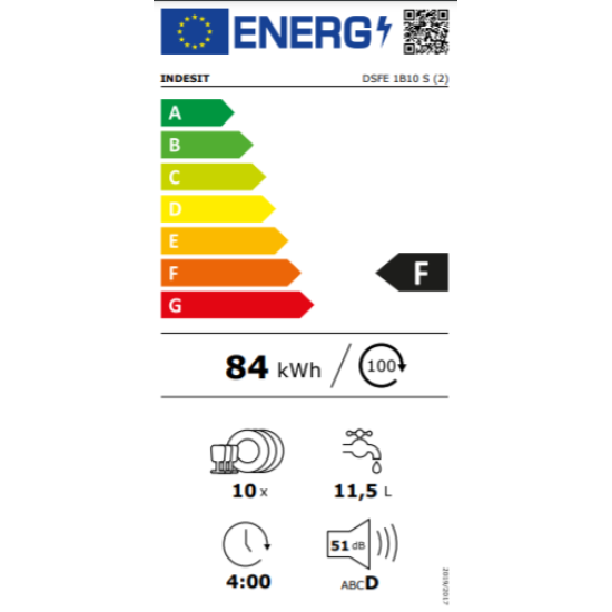 πλυντήριο πιάτων Indesit DSFE 1B10 S(ελεύθερο,45cm,F)
