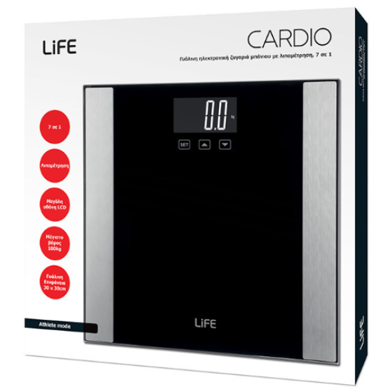 Ζυγαριά Μπάνιου Life Cardio(με Λιπομετρητή σε Μαύρο χρώμα)