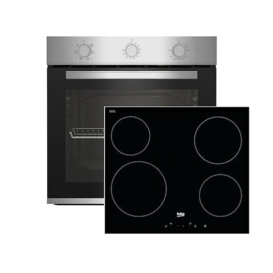σετ Beko BBIE12100XC + HIC64400E(Φούρνος 66lt με Κεραμικές Εστίες Inox)