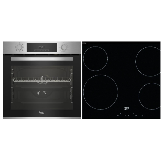 σετ Beko BBIM 12300 XM + HIC 64401(Φούρνος άνω Πάγκου 72lt με Κεραμικές Εστίες)