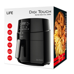 Life Digi Touch(Φριτέζα Αέρος 1500watt με Αποσπώμενο Κάδο 4.5lt Μαύρη)