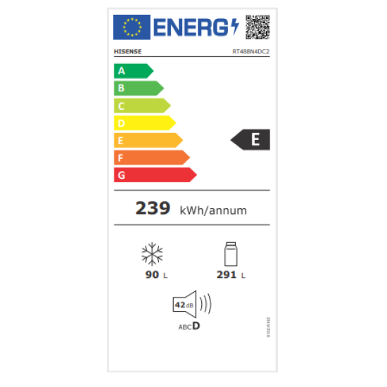 ψυγείο hisense RT488N4DC2(no frost,375lt,E)