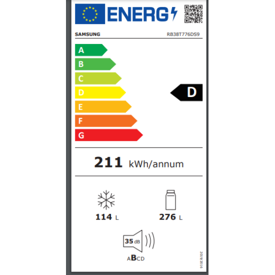 Ψυγειοκαταψύκτης Samsung RB38T776DS9/EF(inox,385lt,no frost,D)