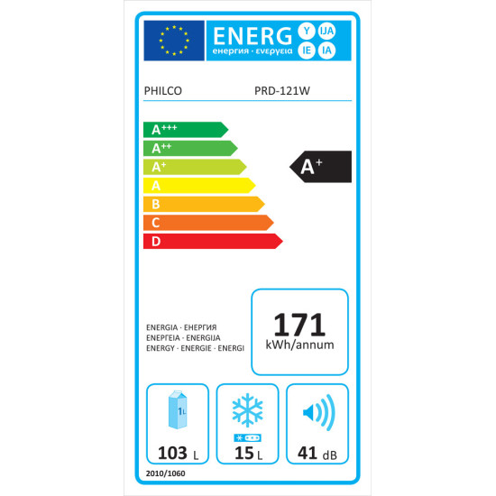 ψυγείο Philco Mini Bar A+ PRD-121W(118lt,a+)