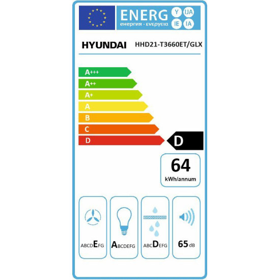 απορροφητήρας Hyundai HHD21-T3660ET/GLX (καμινάδα,60cm,Inox)