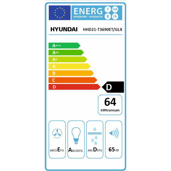 απορροφητήρας Hyundai HHD21-T3690ET/GLX (καμινάδα,90cm,Inox)
