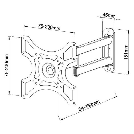 DMP LCD2923 Βάση τοίχου με δίπλο βραχίονα για TV από 32'' έως 42''