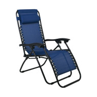 Πολυθρόνα με Υποπόδιο SUPER RELAX (165x65x112) Μεταλ.Ανθρακί/Textilene Μπλε (Ε618,2) (Συσκ 2 τμχ)