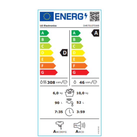 πλυντήριο στεγνωτήριο LG D4R7010TSWB (D/A,10&6kg,ατμού,wifi)