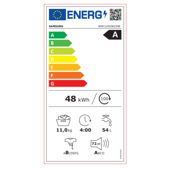 πλυντήριο ρούχων Samsung WW11DG5B25AELE(11kg,A,WiFi,SpaceMax,Λευκό)